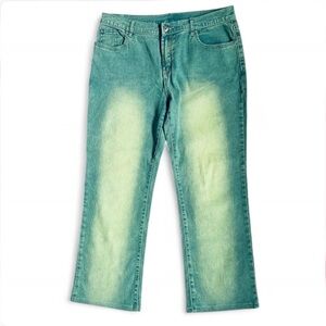 DG2 by Diane Gilman Green Wash Straight Leg Jeans 12P